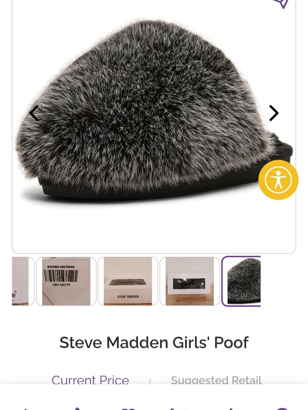 Steve Madden Gray Faux-Fur Girls' Poof Slippers